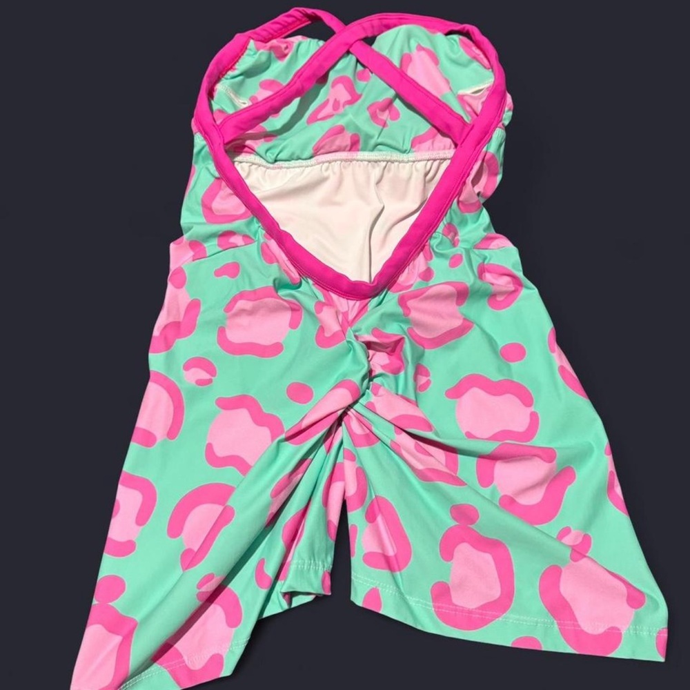 Pink and Green Strapless Jumpsuit